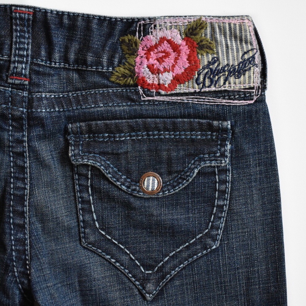 Blue Tattoo Embroidered Bootcut Jeans